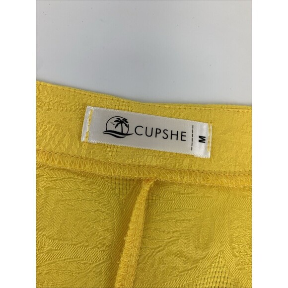 Cupshe Yellow Beach Cover Up Dress V-Neck Dolman Sleeve Side Slits Rayon Medium - Picture 11 of 16